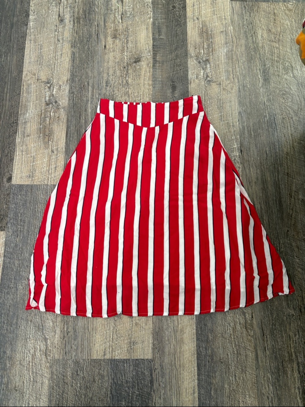ModCloth x Collectif Red and White Vertical Stripe A-Line Skirt